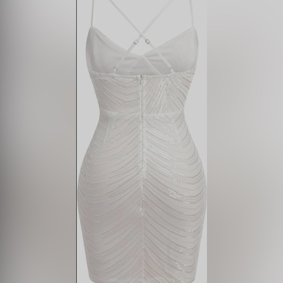 ODIZLI Spaghetti Straps Sparkly Sequins A Line Mini Dress Above Knee Length - Picture 5 of 16